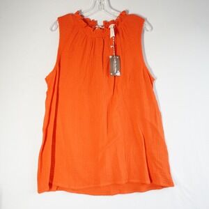 Matilda Jane Orange‎ Gauze Stretch Sleeveless Top Open Back Braided Tie L NEW